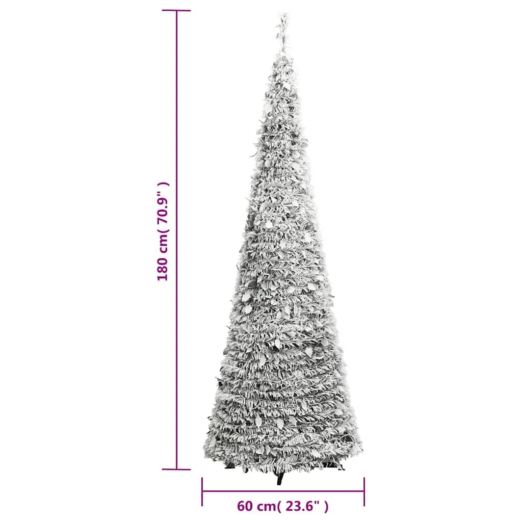 Artificial Christmas Tree Pop-up Flocked Snow 180cm White 150 LEDs 8 Lighting Modes