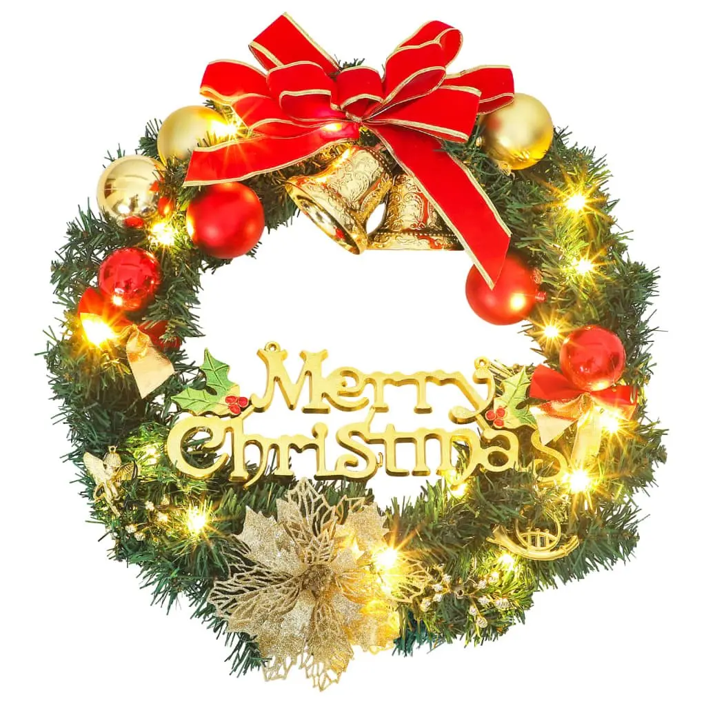 Christmas Wreath 30cm Green LED Lights Holiday Home Decoration