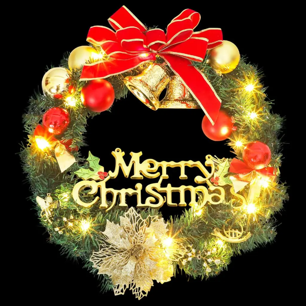 Christmas Wreath 30cm Green LED Lights Holiday Home Decoration
