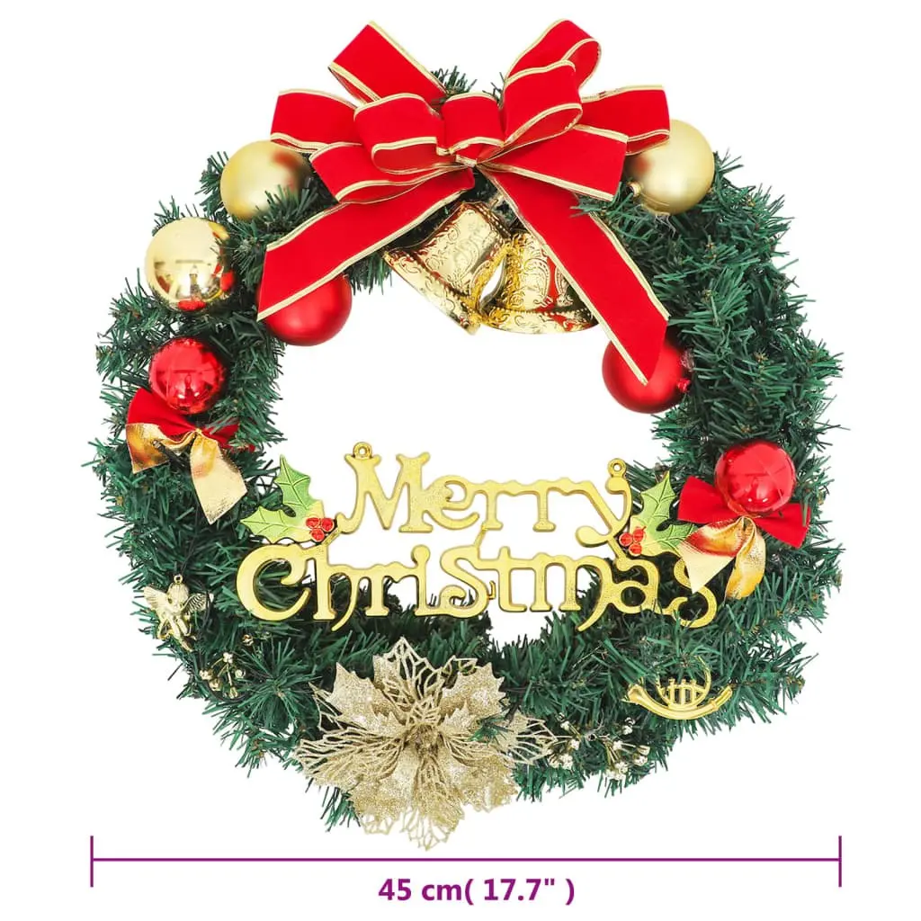 Christmas Wreath 45cm Green LED Lights Festive Holiday Door Wall