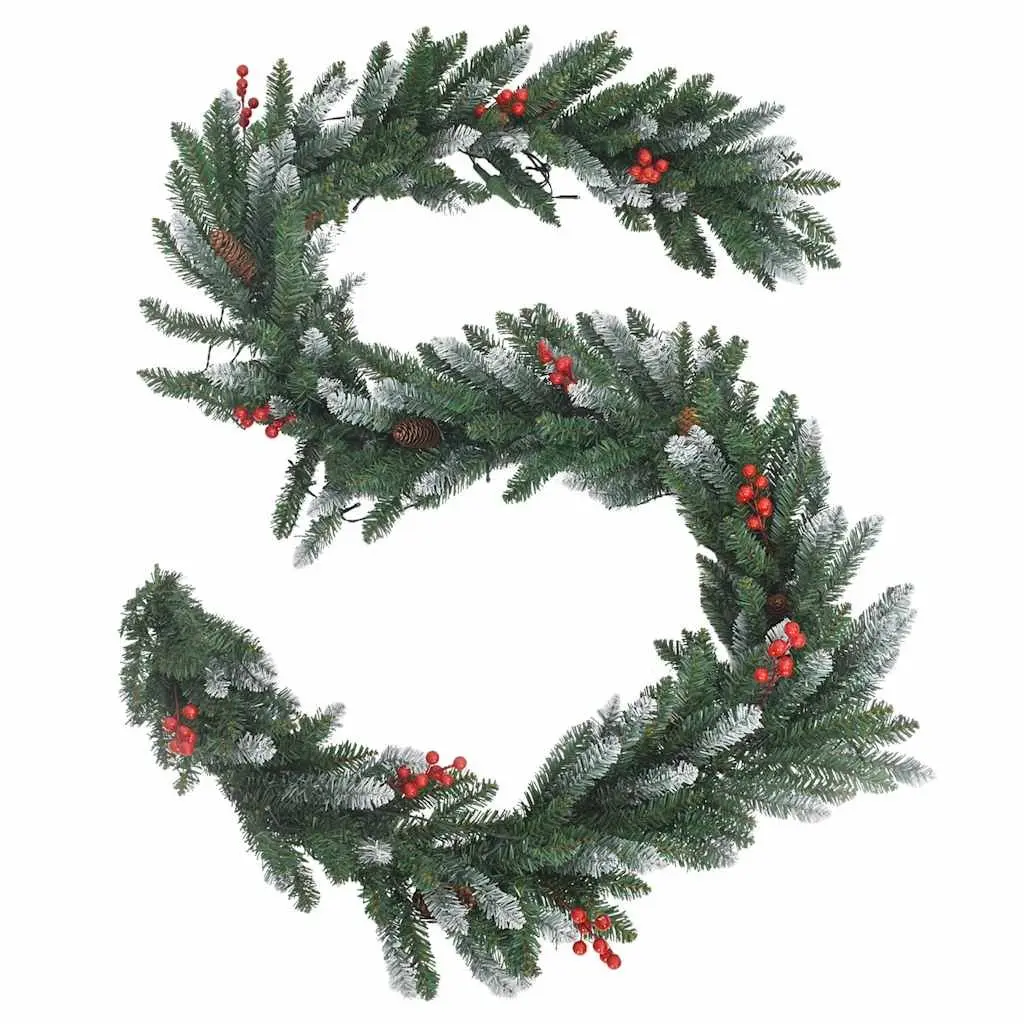 4 Piece Christmas Door Decoration Set LED Lights Wreath Garland Trees Green
