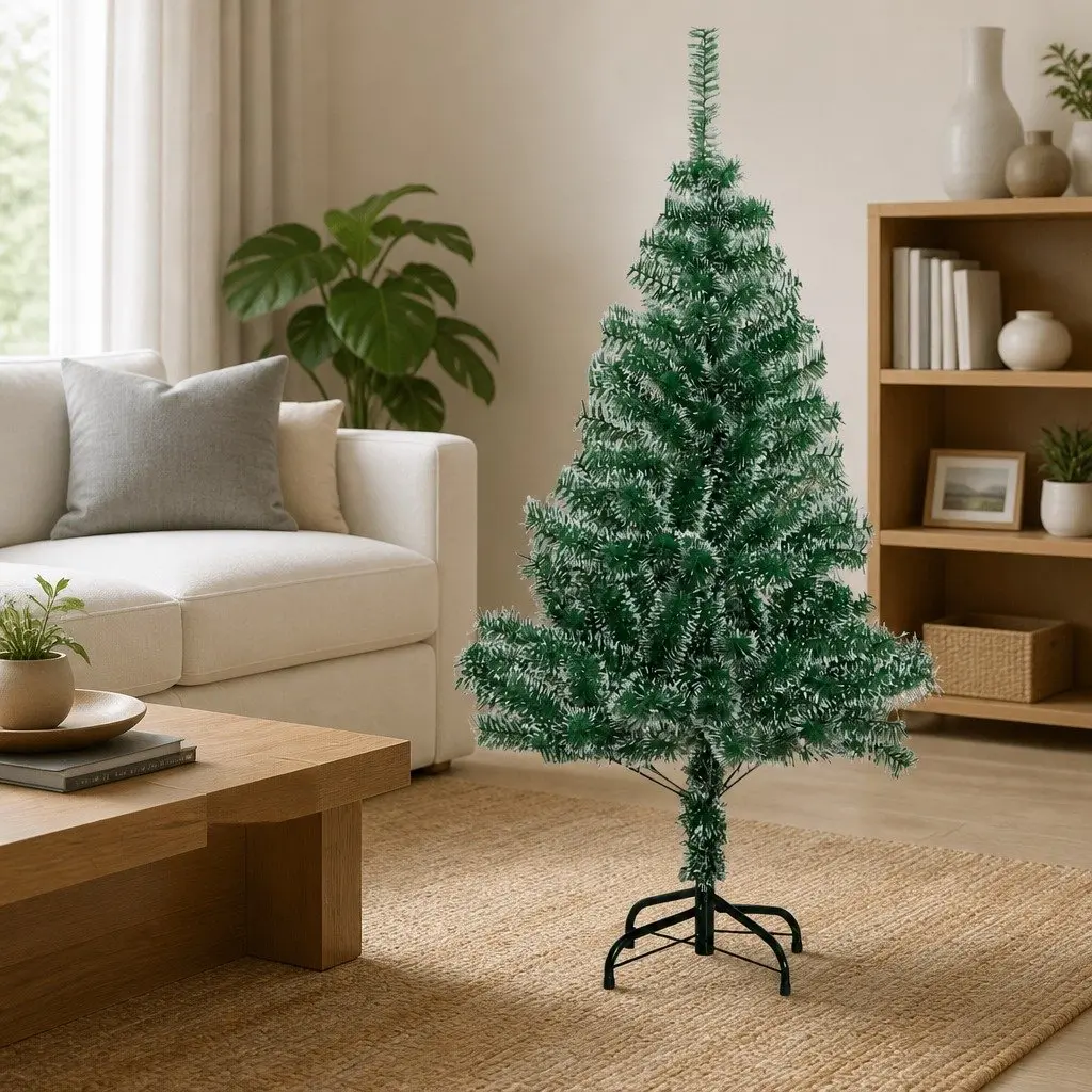 Artificial Christmas Tree 150cm Green Flocked Snow Seasonal Holiday Decoration