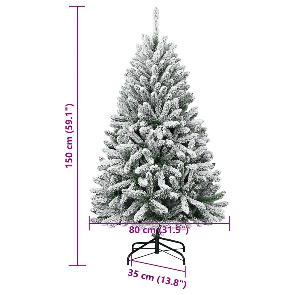 Artificial Christmas Tree 150 cm Flocked Snow White Holiday Decoration