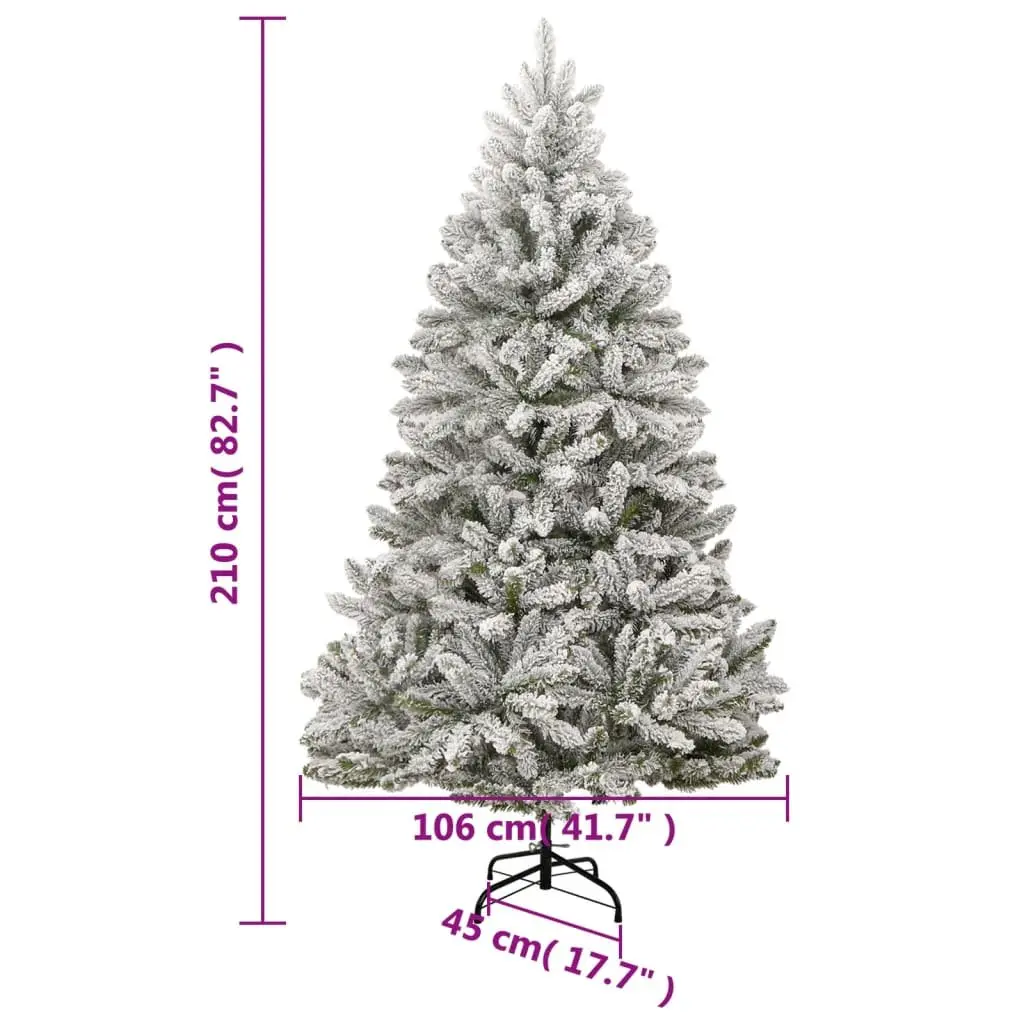 Artificial Christmas Tree Hinged 210cm White Flocked Snow
