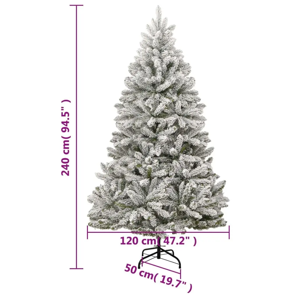 Artificial Christmas Tree Flocked Snow 240cm White PVC Tips