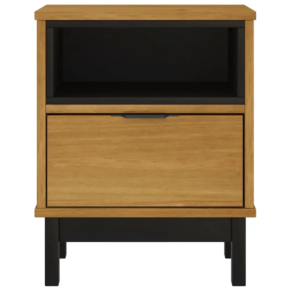 Brown Bedside Cabinet Made of Solid Pine Wood