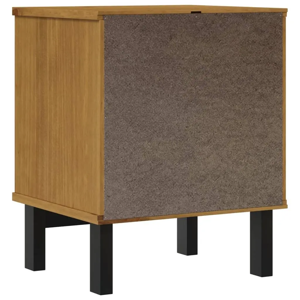 Brown Bedside Cabinet Made of Solid Pine Wood