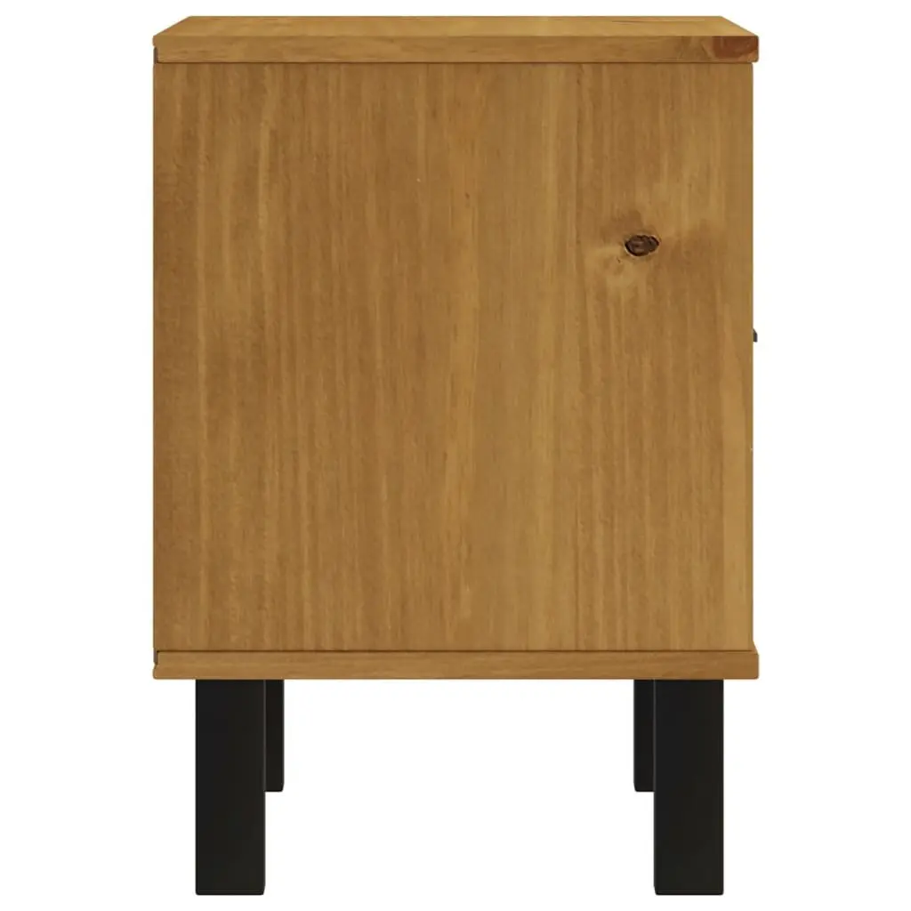 Brown Bedside Cabinet Made of Solid Pine Wood