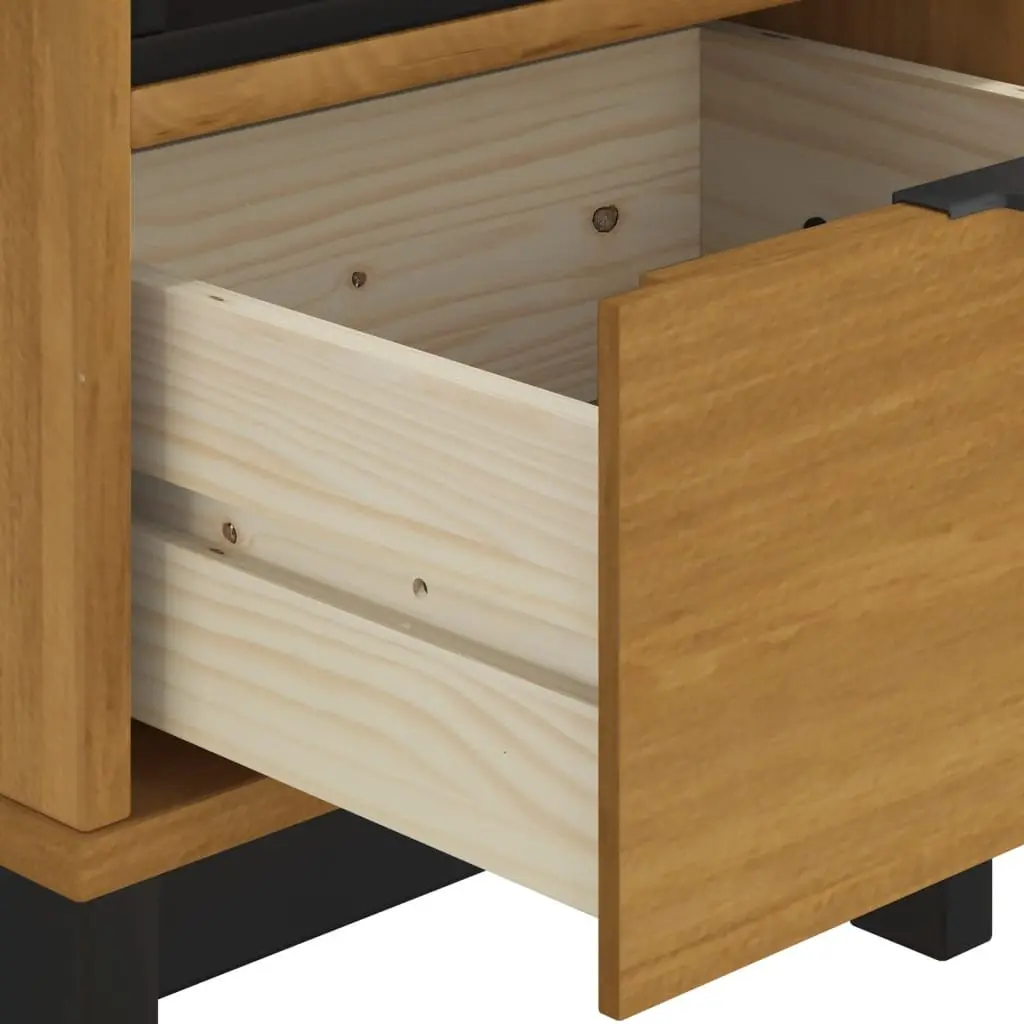 Brown Bedside Cabinet Made of Solid Pine Wood
