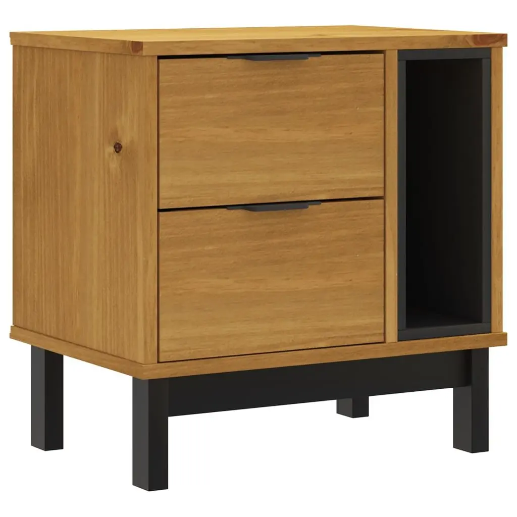 Bedside Cabinet Storage Nightstand Solid Wood 2 Drawer Compartment Brown
