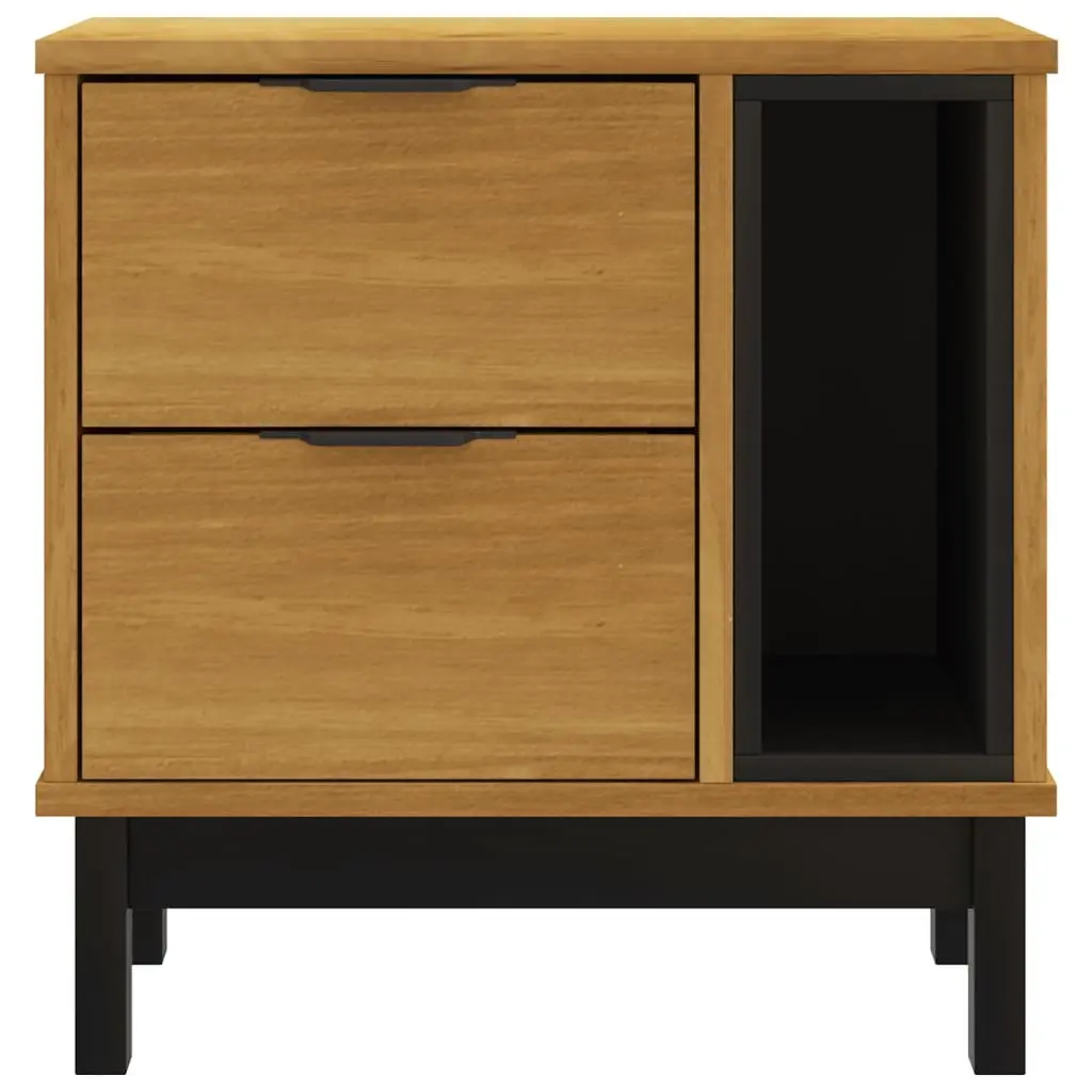 Bedside Cabinet Storage Nightstand Solid Wood 2 Drawer Compartment Brown
