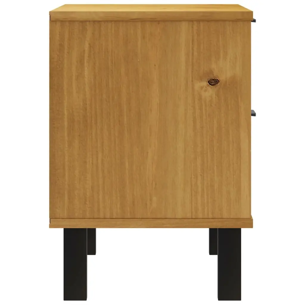 Bedside Cabinet Storage Nightstand Solid Wood 2 Drawer Compartment Brown
