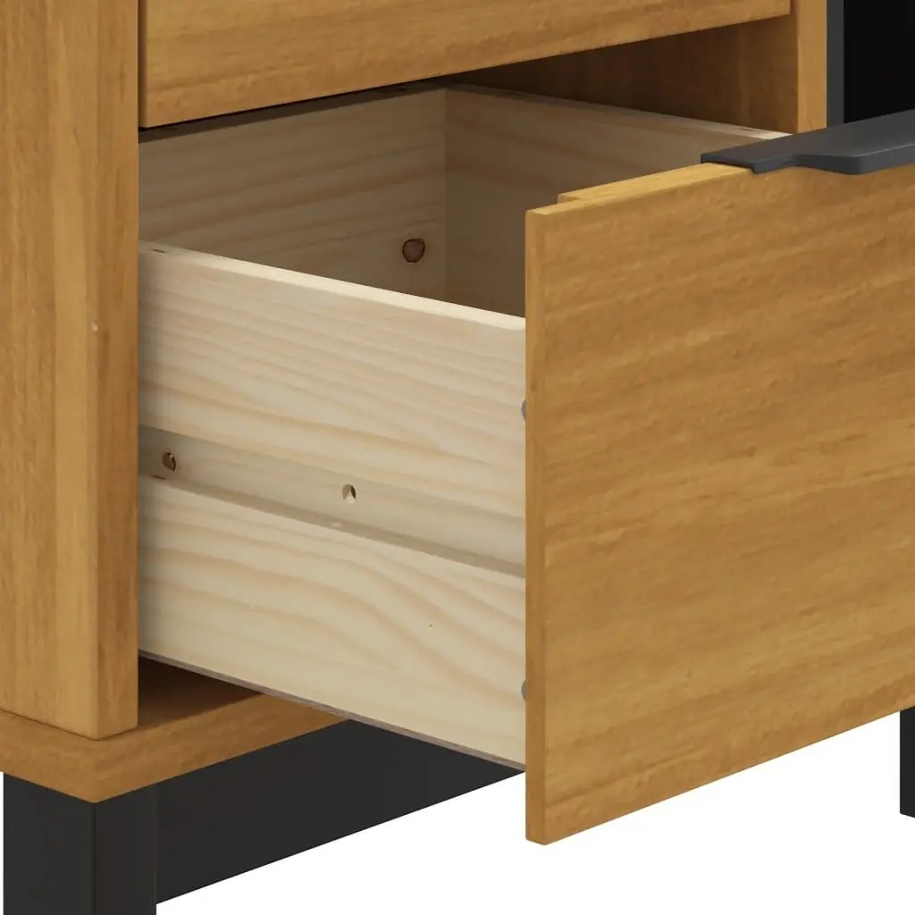 Bedside Cabinet Storage Nightstand Solid Wood 2 Drawer Compartment Brown