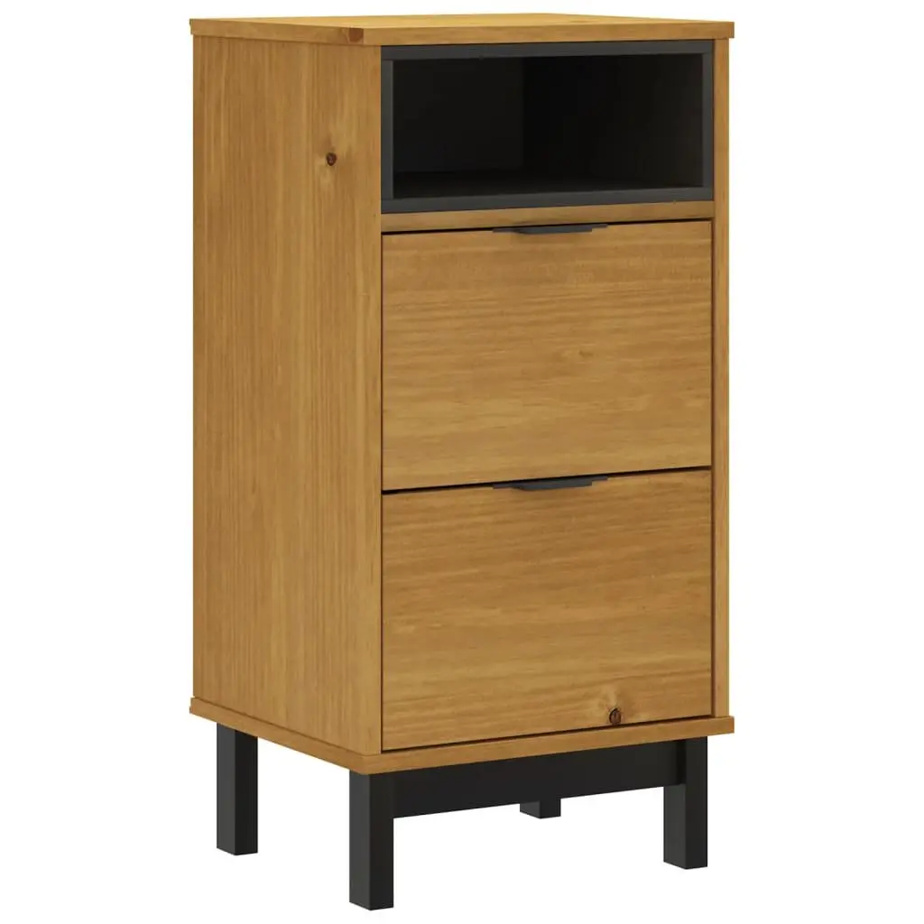 Bedside Cabinet Brown Solid Pine Wood Nightstand 2 Drawers Storage Table