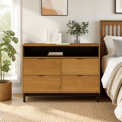 Warm Brown Wood Drawer Cabinet with Practical Storage