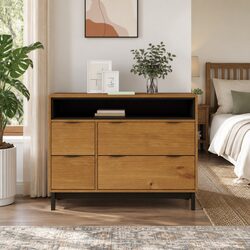 Elegant 4 Drawer Storage Organizer in Solid Pine