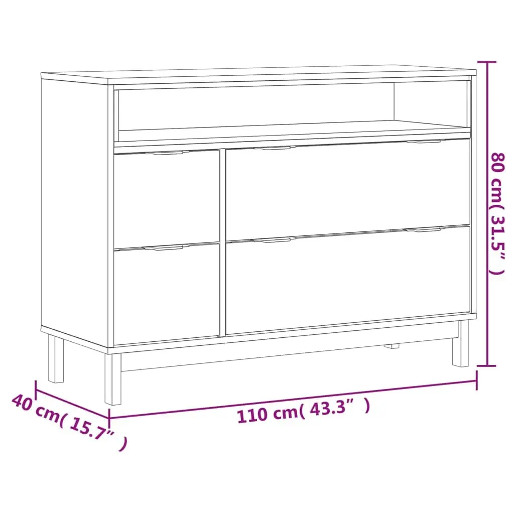 4 Drawer Storage Organizer in Solid Pine