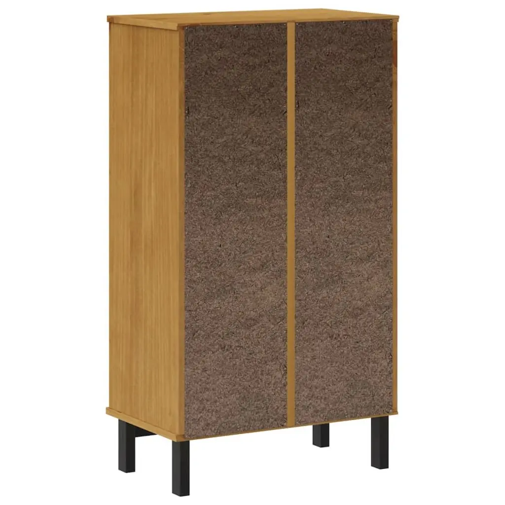 Shoe Cabinet Storage Organiser 5 Shelves 2 Doors Brown Solid Pine Wood