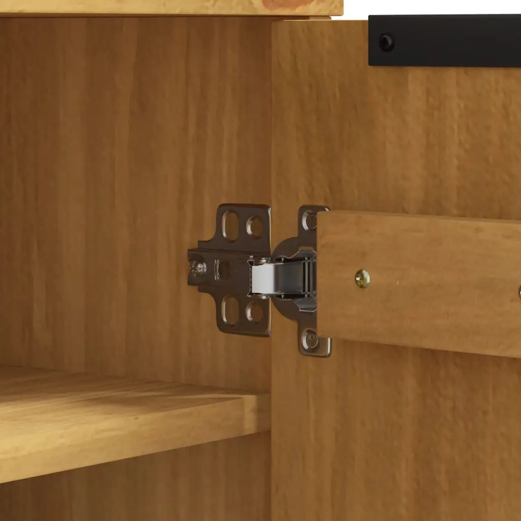 Shoe Cabinet Storage Organiser 5 Shelves 2 Doors Brown Solid Pine Wood