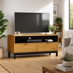 Reliable Solid Pine TV Cabinet with Ample Storage
