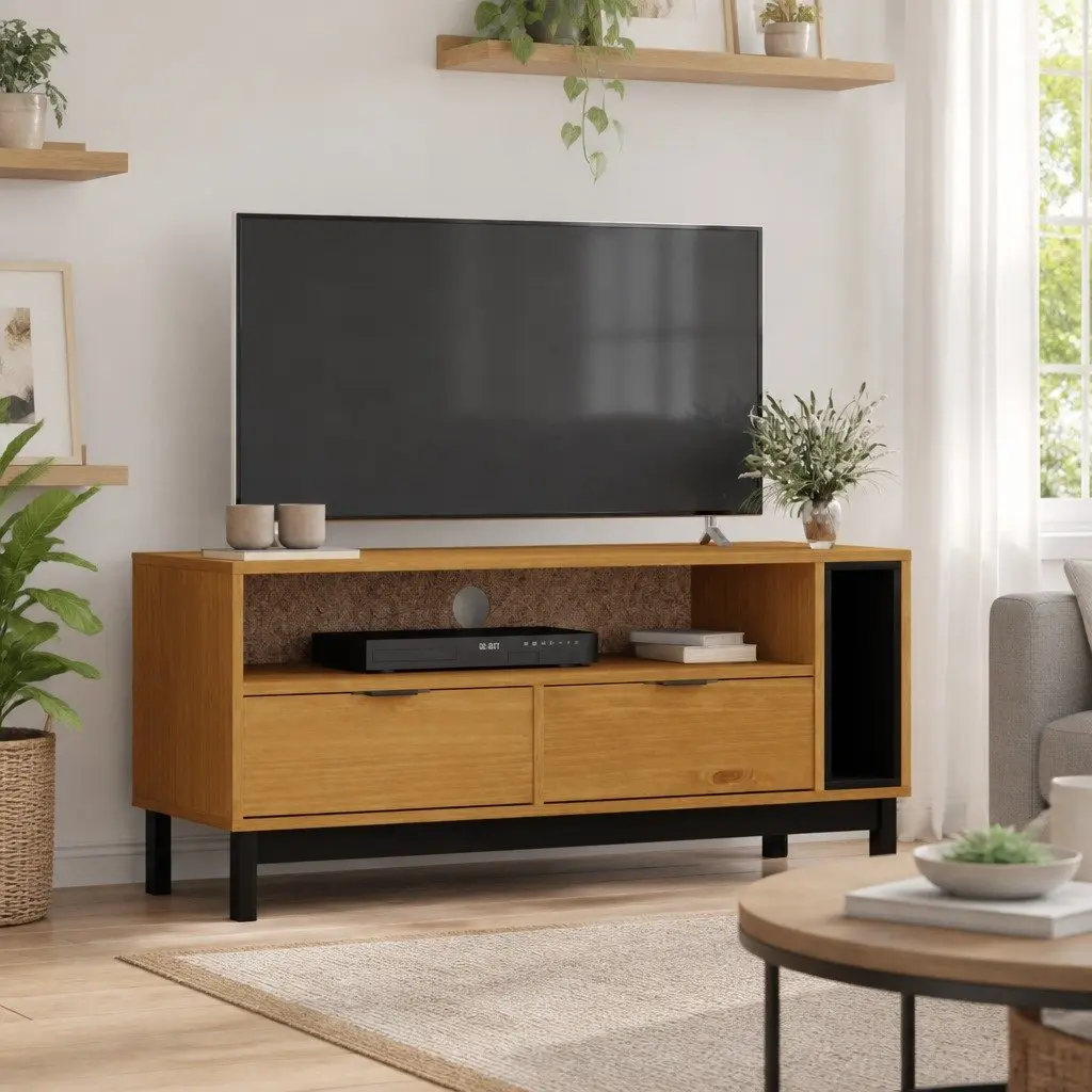 TV Cabinet Media Unit Storage 110x40x50 cm Solid Pine Wood Brown