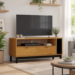TV Cabinet with Storage 110x40x50 cm Solid Pine Wood Media Unit Brown
