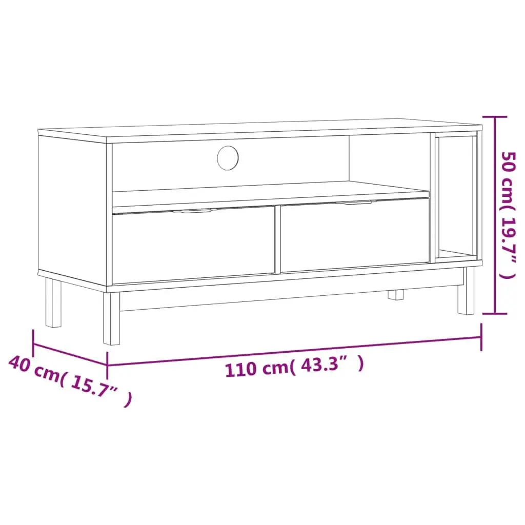 TV Cabinet Media Unit Storage 110x40x50 cm Solid Pine Wood Brown