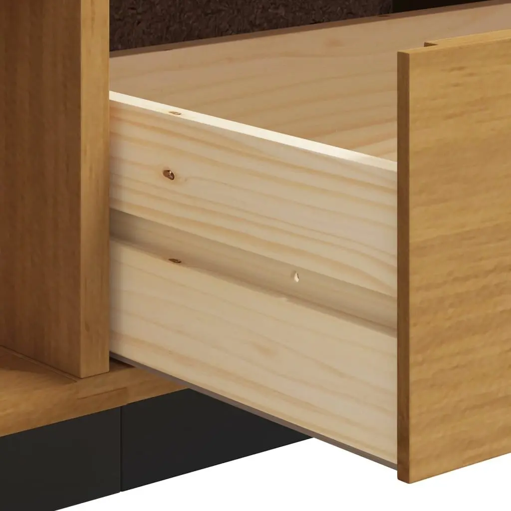 TV Cabinet Media Unit Storage Solid Pine Wood Glass Door Brown 158x40x50cm