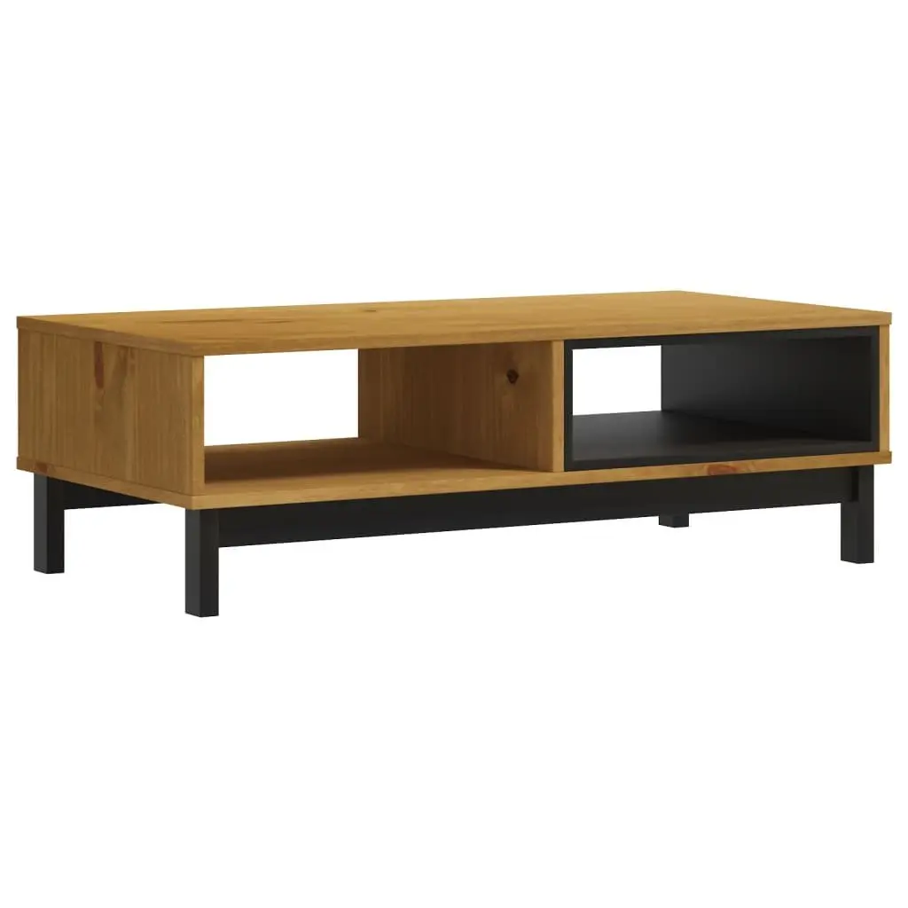 Coffee Table Storage Solid Pine Wood 100L x 50W x 32.5H cm Brown