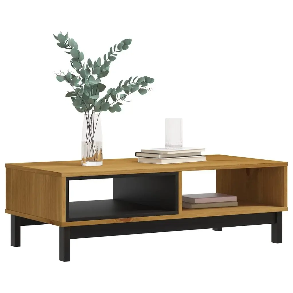 Coffee Table Storage Solid Pine Wood 100L x 50W x 32.5H cm Brown