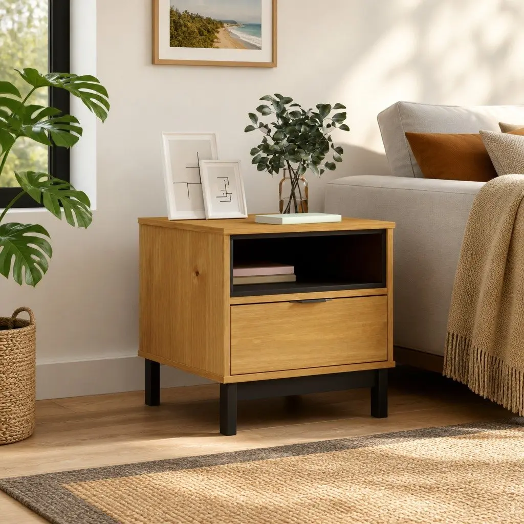Side Table 50x50x50 cm Solid Wood Storage End Table Living Room Furniture