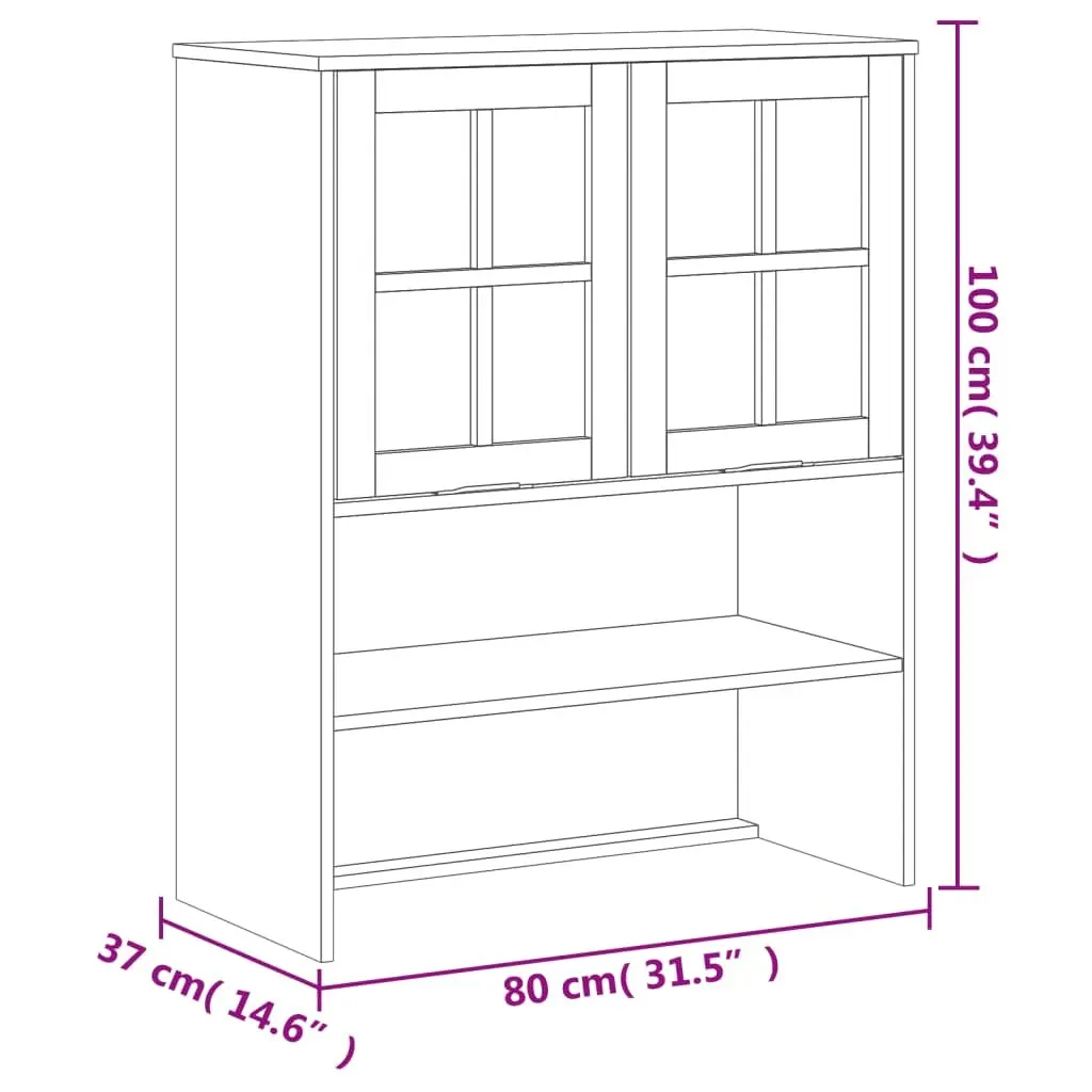 Wooden Highboard Top Cabinet Storage Shelves Living Room Furniture Brown Pine