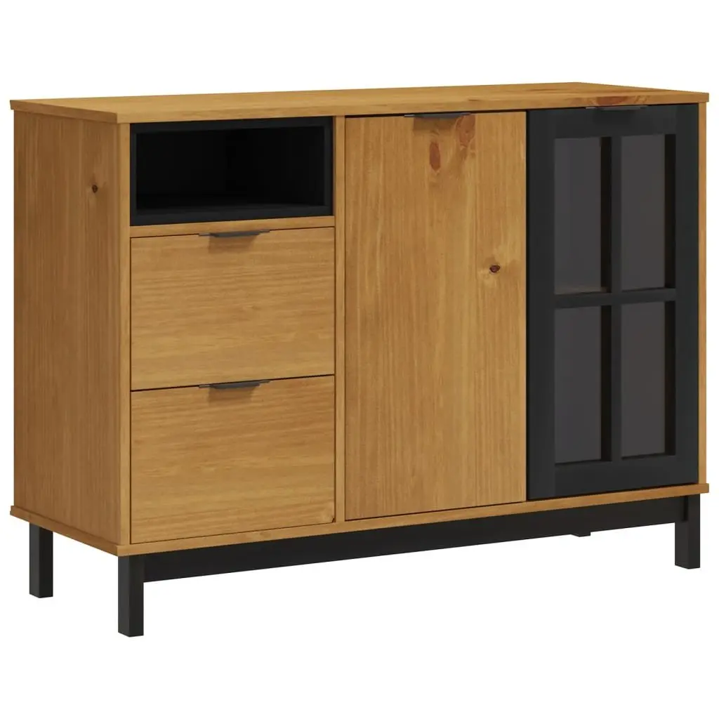 Solid Pine Wood Sideboard Storage Cabinet 110x40x80cm Brown