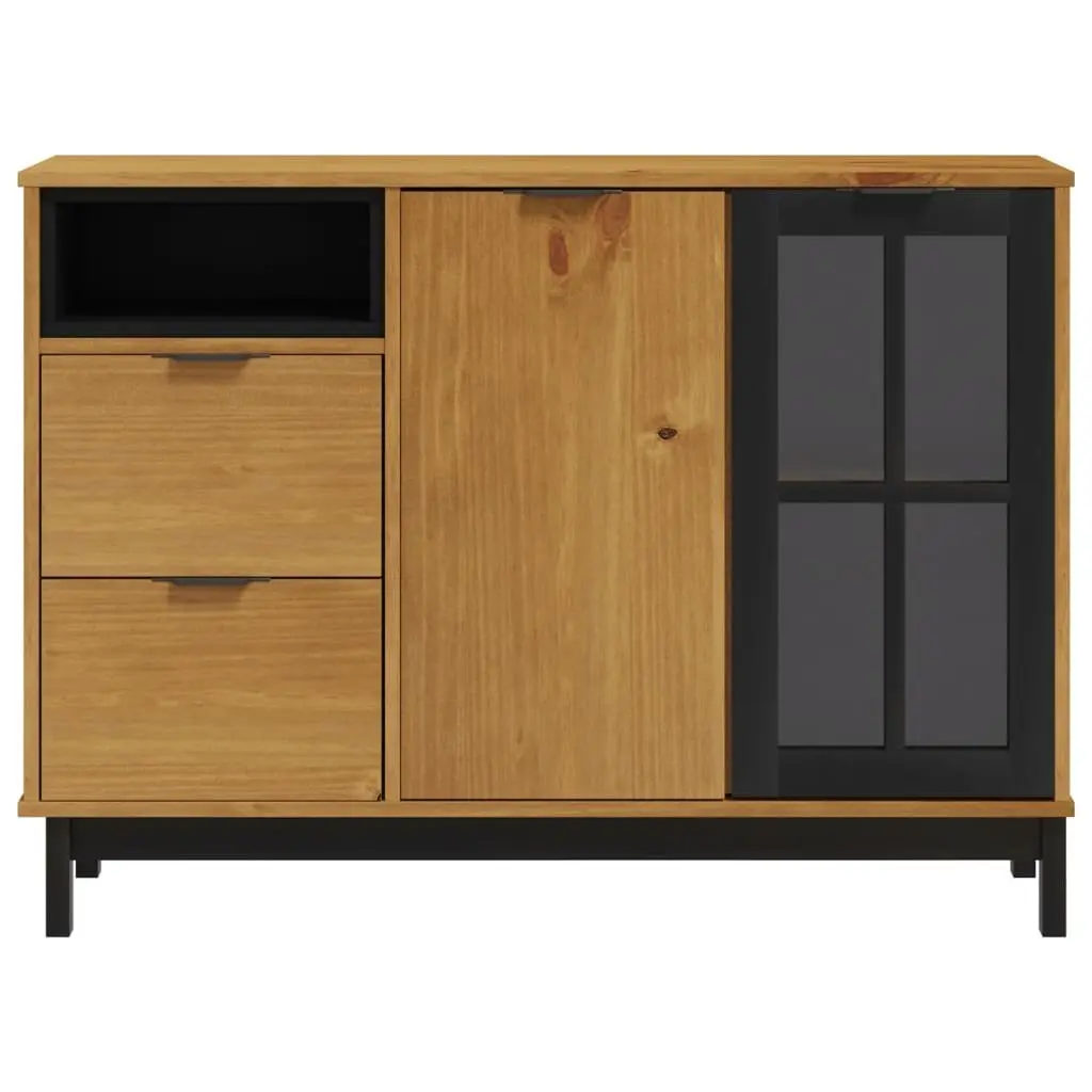 Solid Pine Wood Sideboard Storage Cabinet 110x40x80cm Brown