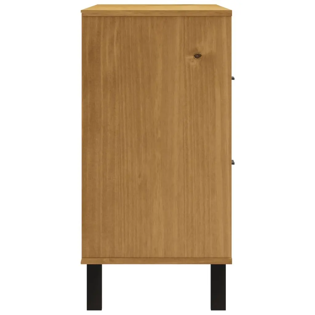 Solid Pine Wood Sideboard Storage Cabinet 110x40x80cm Brown
