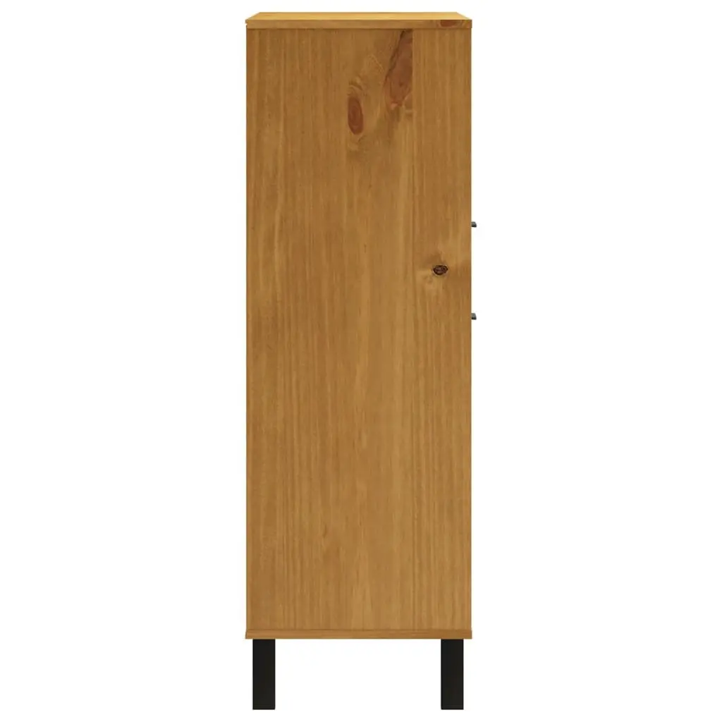 Highboard Storage Cabinet Glass Door 92cm W Brown