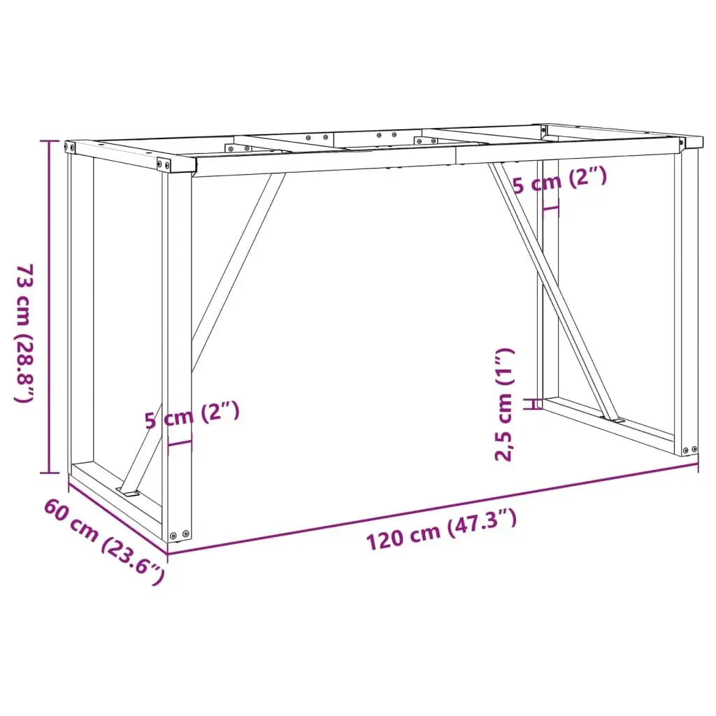 Industrial Dining Table Legs O-Frame Black 120x60x73cm Sturdy Furniture Base