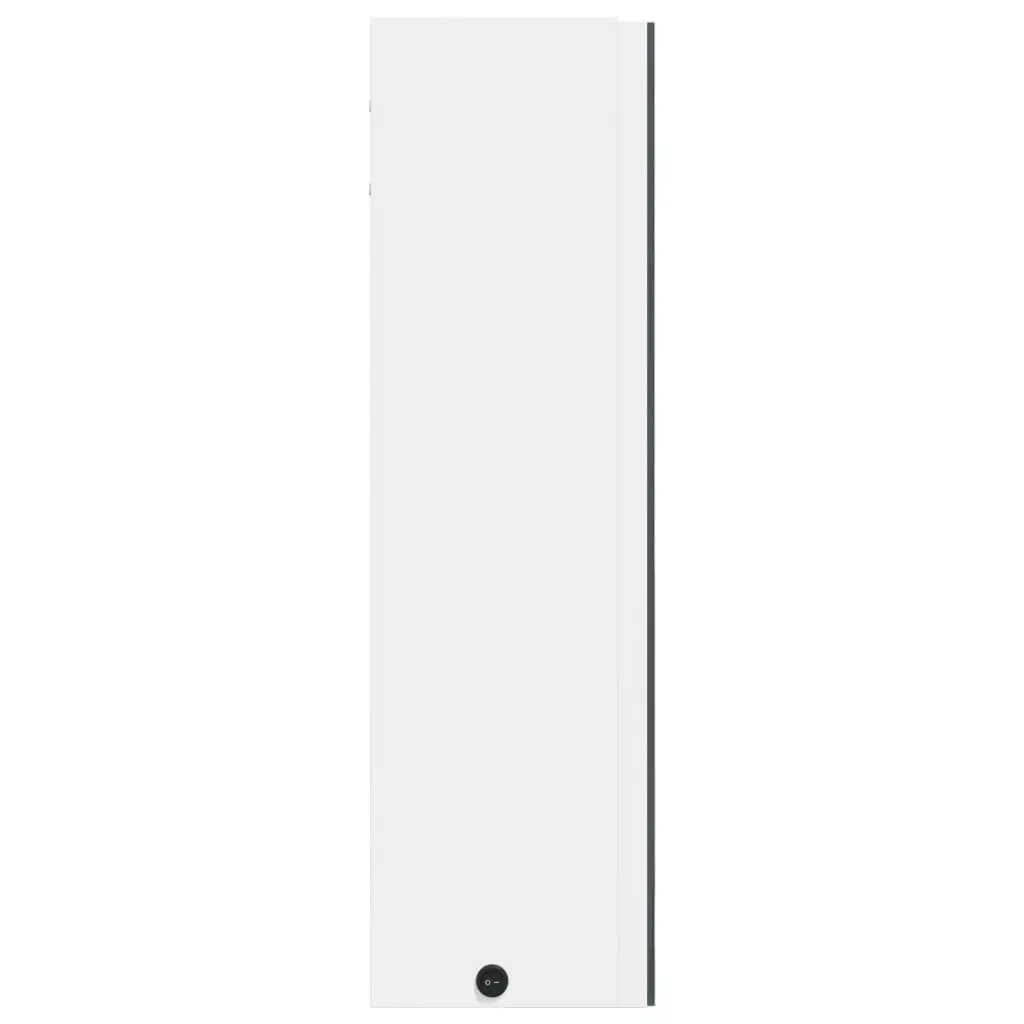 Bathroom Mirror Cabinet LED Light Wall-Mounted Storage 60x13x52cm White