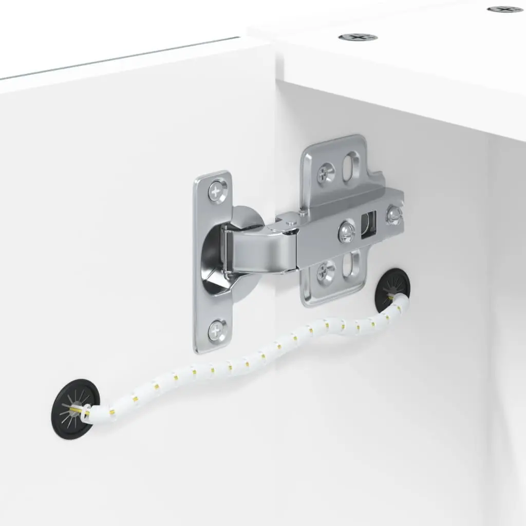 Bathroom Mirror Cabinet LED Light Wall-Mounted Storage 60x13x52cm White