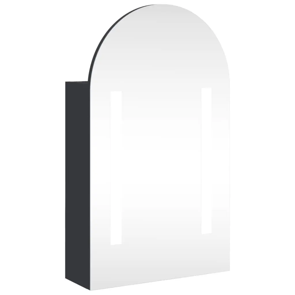 Bathroom Mirror Cabinet LED Light Arched Wall-Mounted Grey 42x13x70cm