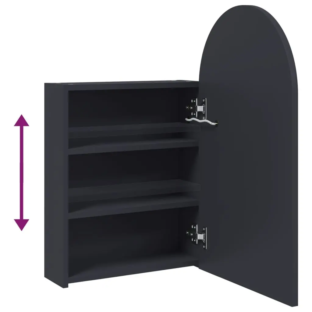 Bathroom Mirror Cabinet LED Light Arched Wall-Mounted Grey 42x13x70cm