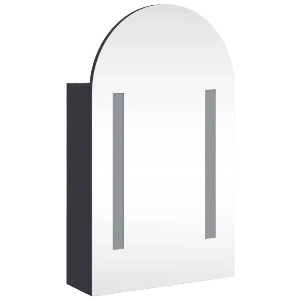Bathroom Mirror Cabinet LED Light Arched Wall-Mounted Grey 42x13x70cm