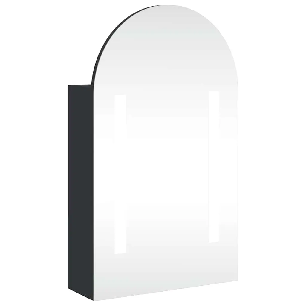 Bathroom Mirror Cabinet LED Light Wall-Mounted Storage 42W x 13D x 70H cm Black