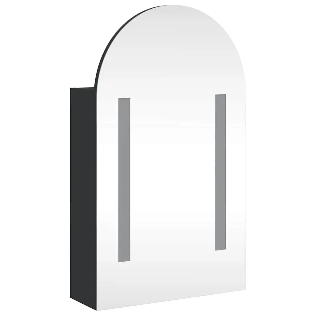 Bathroom Mirror Cabinet LED Light Wall-Mounted Storage 42W x 13D x 70H cm Black