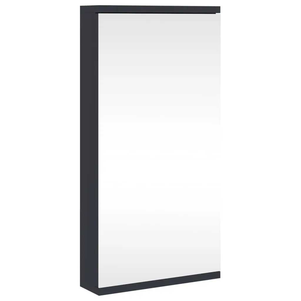 Grey Wall-Mounted Corner Bathroom Storage Cabinet with Mirror 30x24x60cm