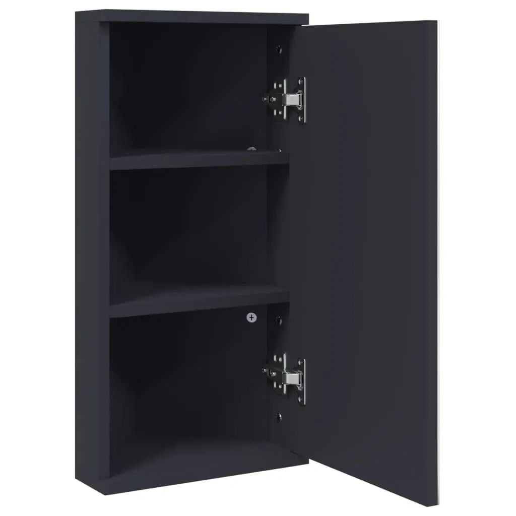 Grey Wall-Mounted Corner Bathroom Storage Cabinet with Mirror 30x24x60cm