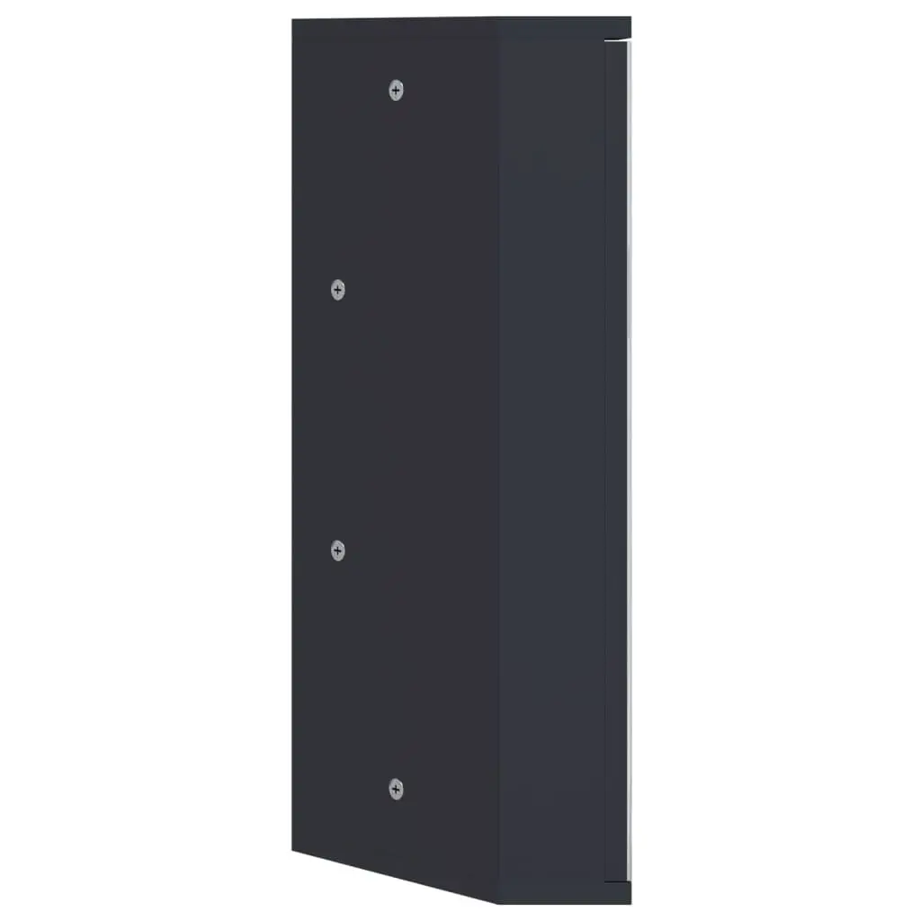 Grey Wall-Mounted Corner Bathroom Storage Cabinet with Mirror 30x24x60cm