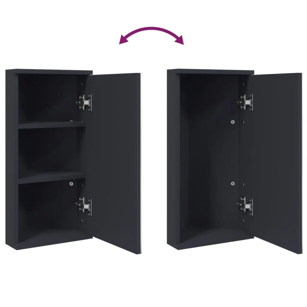 Grey Wall-Mounted Corner Bathroom Storage Cabinet with Mirror 30x24x60cm