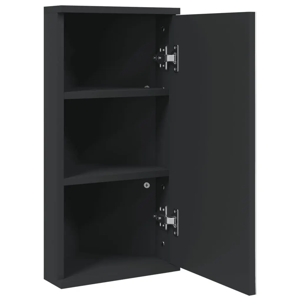 Corner Bathroom Mirror Cabinet Wall-Mounted Storage 30x24x60cm Black
