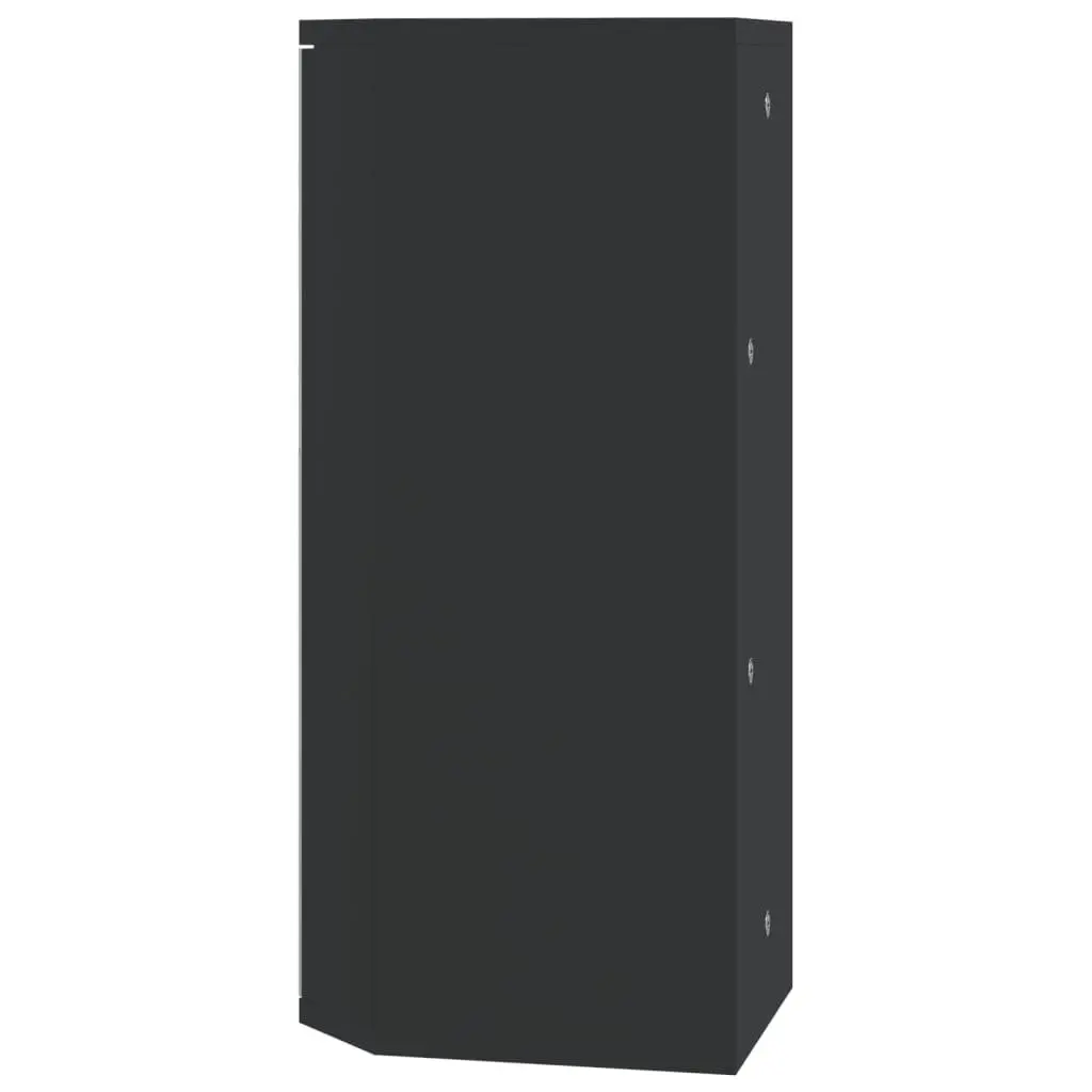 Corner Bathroom Mirror Cabinet Wall-Mounted Storage 30x24x60cm Black